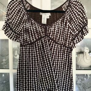 Studio M Brown and White Polka Dot Blouse